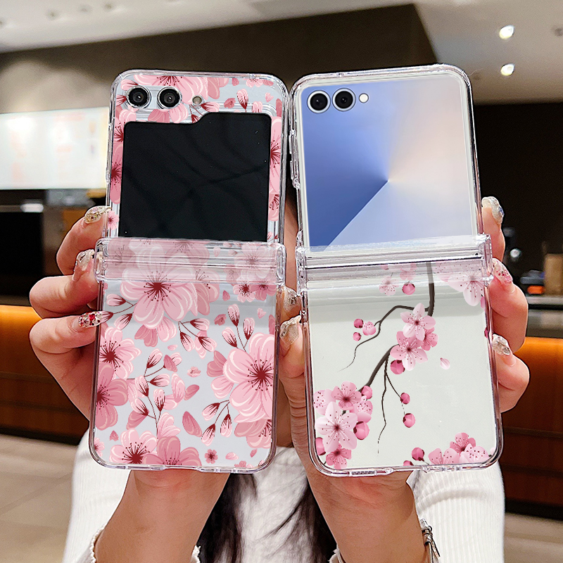 Phone Cases Z Fold 5 - Pink Flower Printed Phone Case For