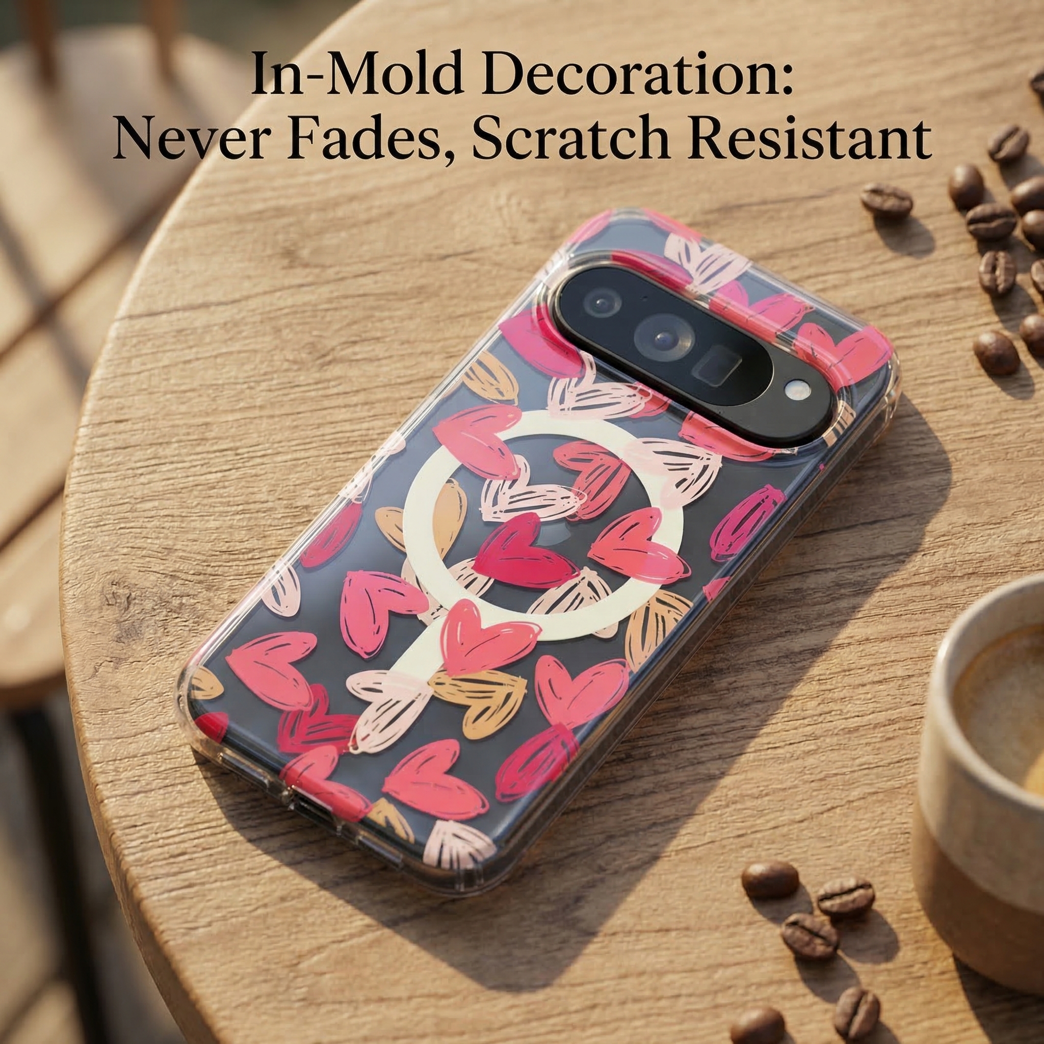 Glitter Shockproof Case - Cute Graffiti Heart Glitter Magnetic Phone
