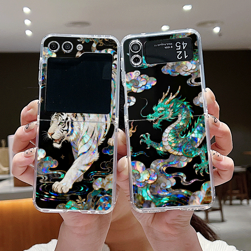 Phone Cases Z Fold 5 - Stylish Tiger Dragon Marble Texture Phone