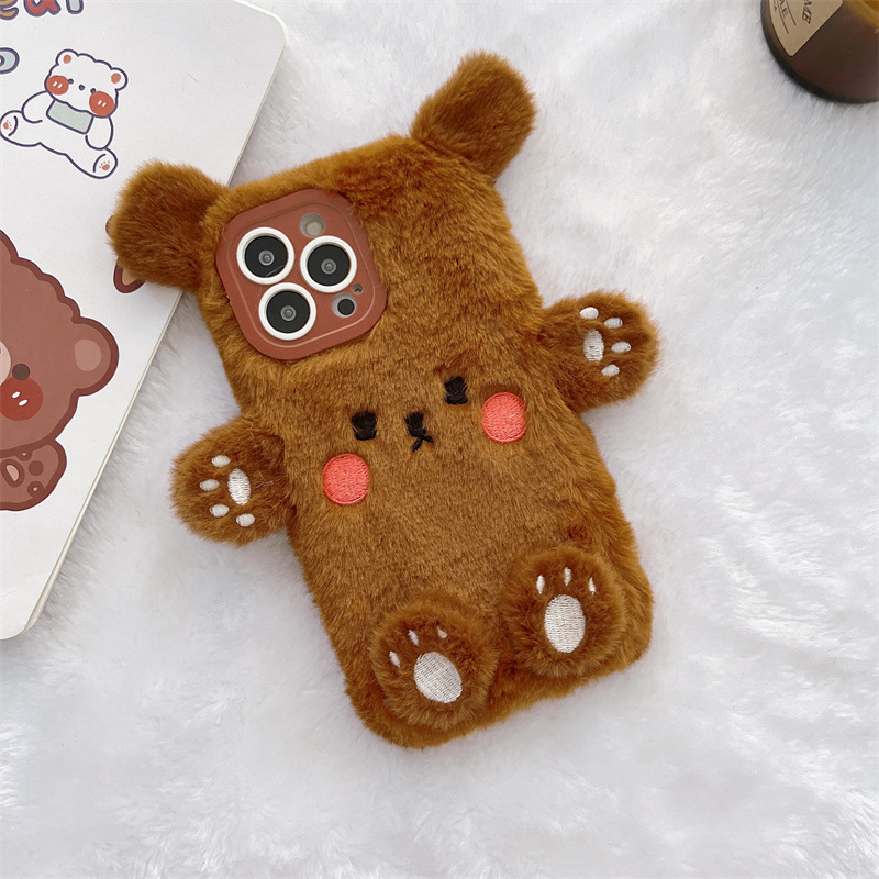 Korean 3D Cartoon Bear Fluffy  - Phone Cases Case 리뷰 및 가격