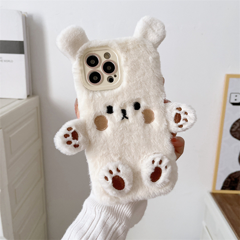 Korean 3D Cartoon Bear Fluffy  - Phone Cases Case 리뷰 및 가격