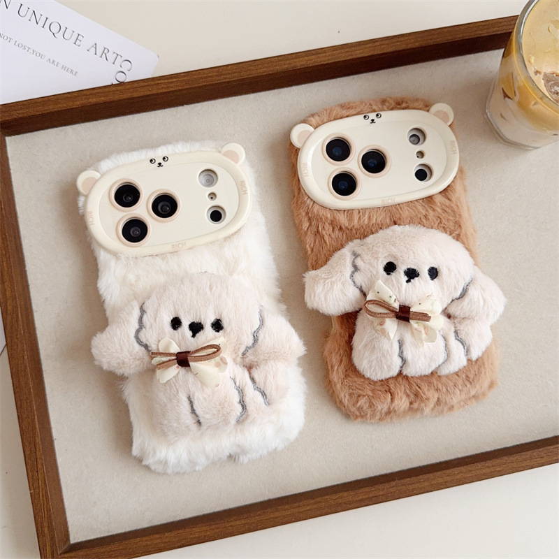 3D Cartoon Bowknot Puppy Warm  - Phone Cases Iphone 12 리뷰 및 가격