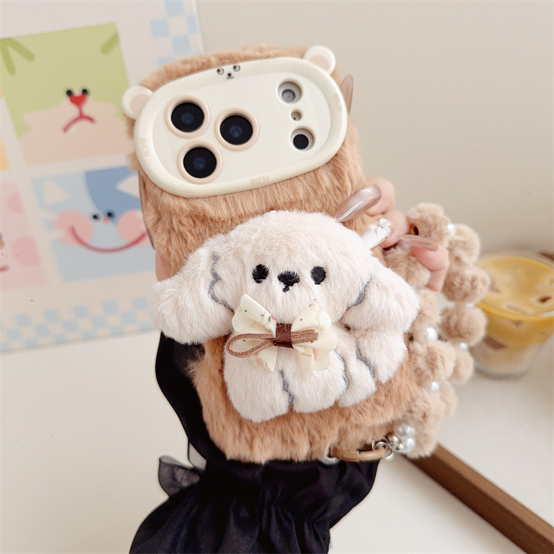 3D Cartoon Bowknot Puppy Warm  - Phone Cases Iphone 12 리뷰 및 가격