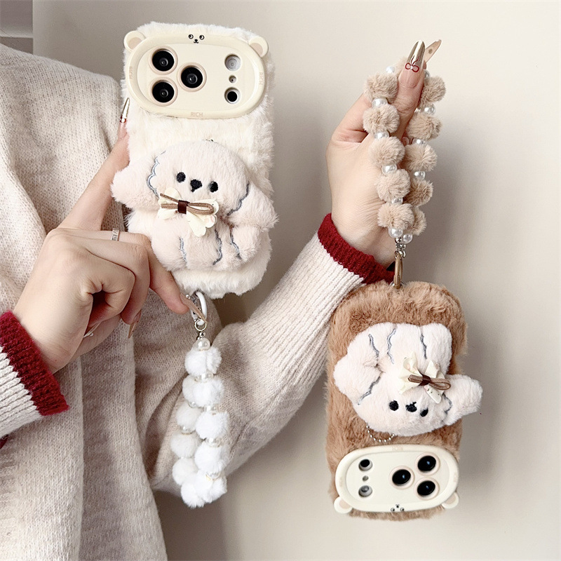 3D Cartoon Bowknot Puppy Warm  - Phone Cases Iphone 12 리뷰 및 가격