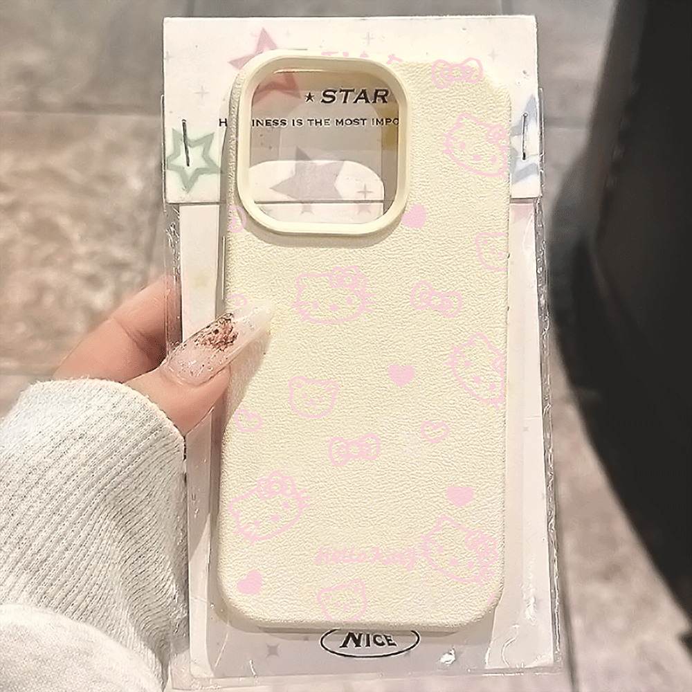 Cute HelloKitty Pink Line Cat  - Phone Cases Xr Cute 리뷰 및 가격