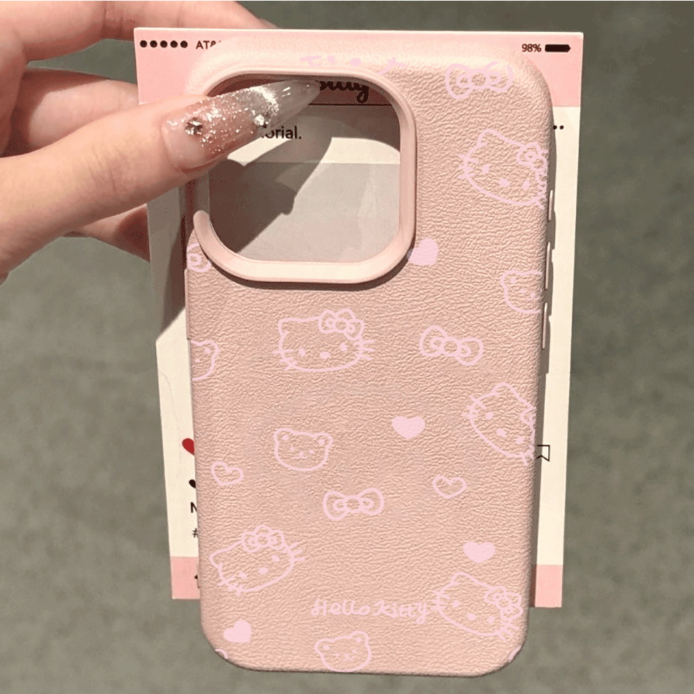Cute HelloKitty Pink Line Cat  - Phone Cases Xr Cute 리뷰 및 가격