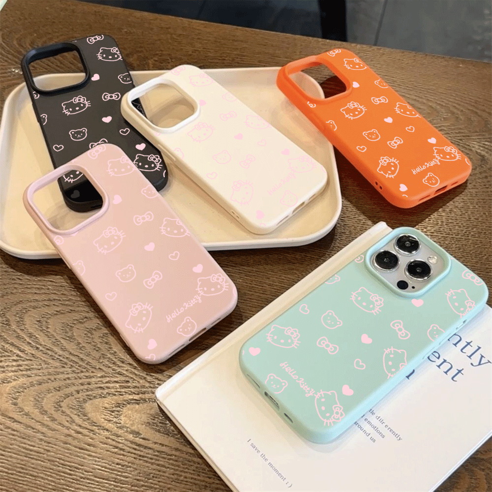 Cute HelloKitty Pink Line Cat  - Phone Cases Xr Cute 리뷰 및 가격