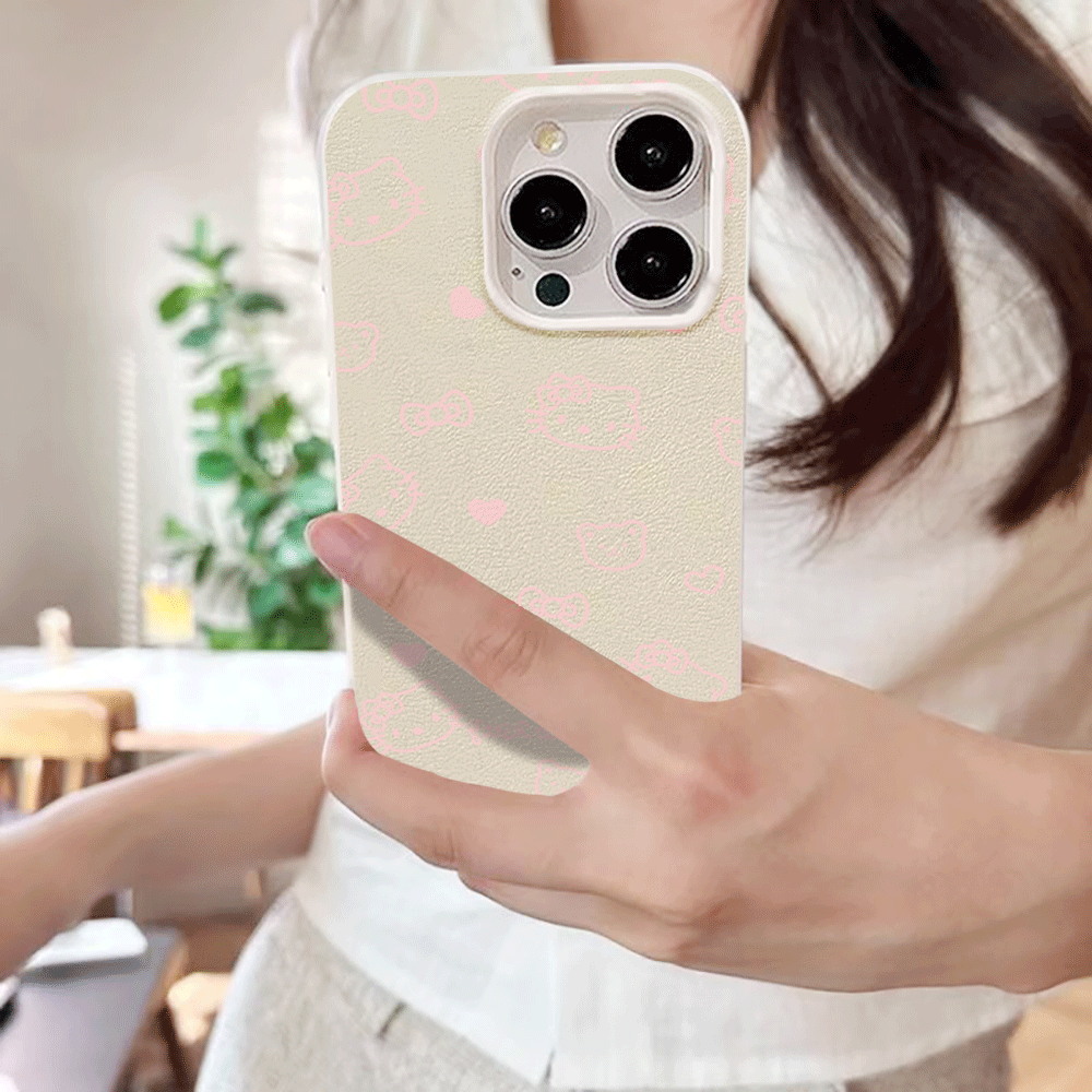 Cute HelloKitty Pink Line Cat  - Phone Cases Xr Cute 리뷰 및 가격