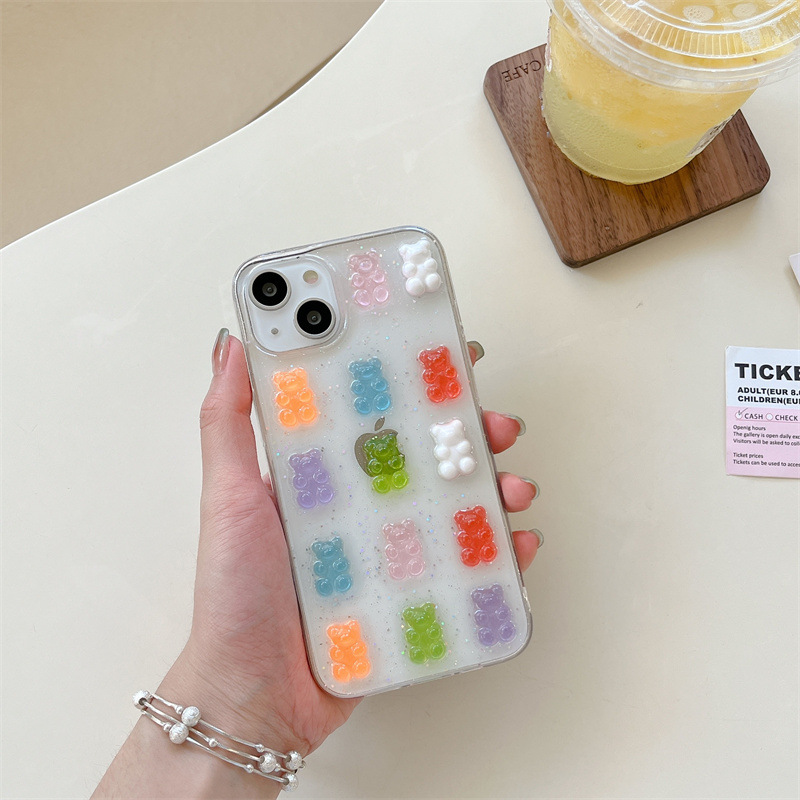 Cute 3D Colorful Bear Drop Glu - Phone Cases Xr Cute 리뷰 및 가격