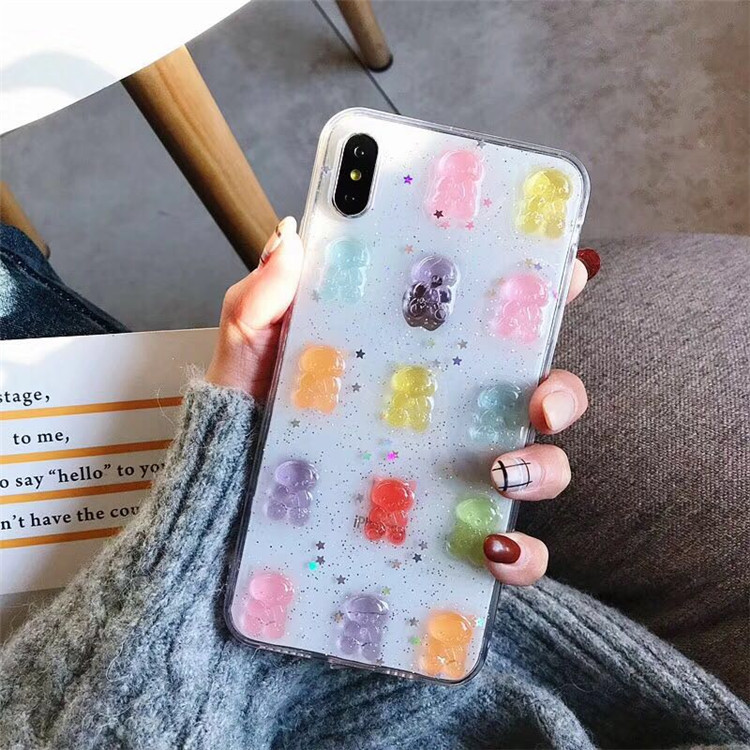Cute 3D Colorful Bear Drop Glu - Phone Cases Xr Cute 리뷰 및 가격