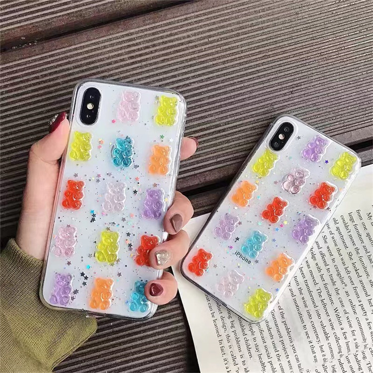 Cute 3D Colorful Bear Drop Glu - Phone Cases Xr Cute 리뷰 및 가격