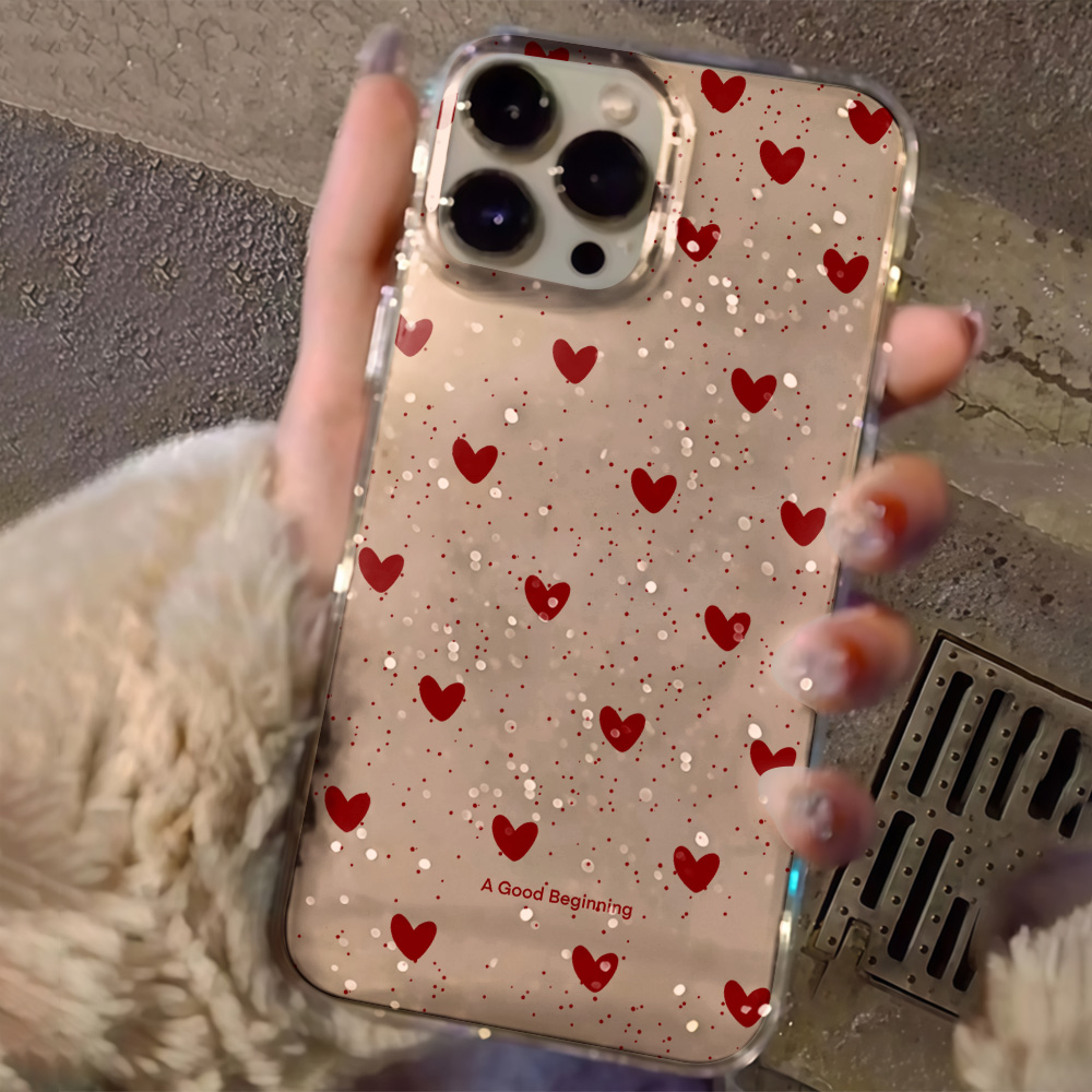 Pink Love Heart Clear Glitter  - Glitter Shockproof Case 리뷰 및 가격