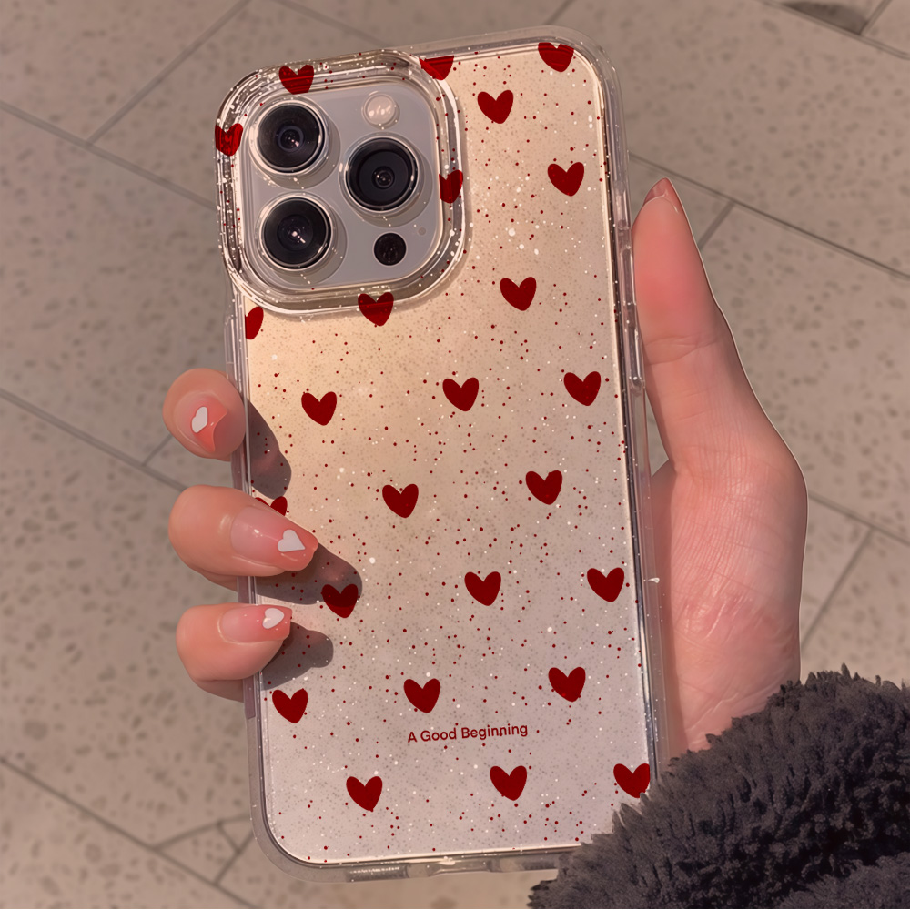 Pink Love Heart Clear Glitter  - Glitter Shockproof Case 리뷰 및 가격