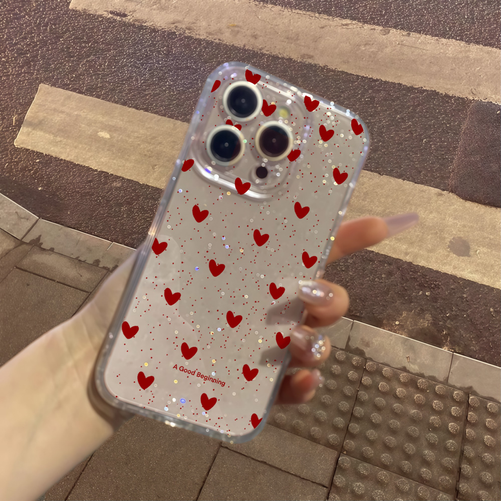 Pink Love Heart Clear Glitter  - Glitter Shockproof Case 리뷰 및 가격