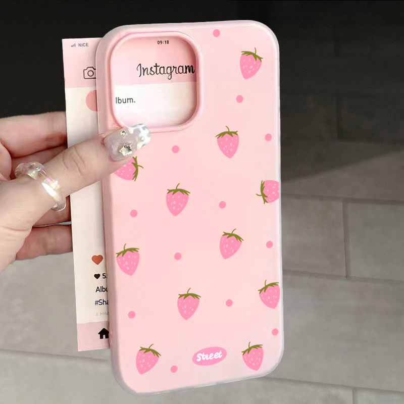 Sweet Pink Strawberry Pattern  - Phone Cases Store 리뷰 및 가격