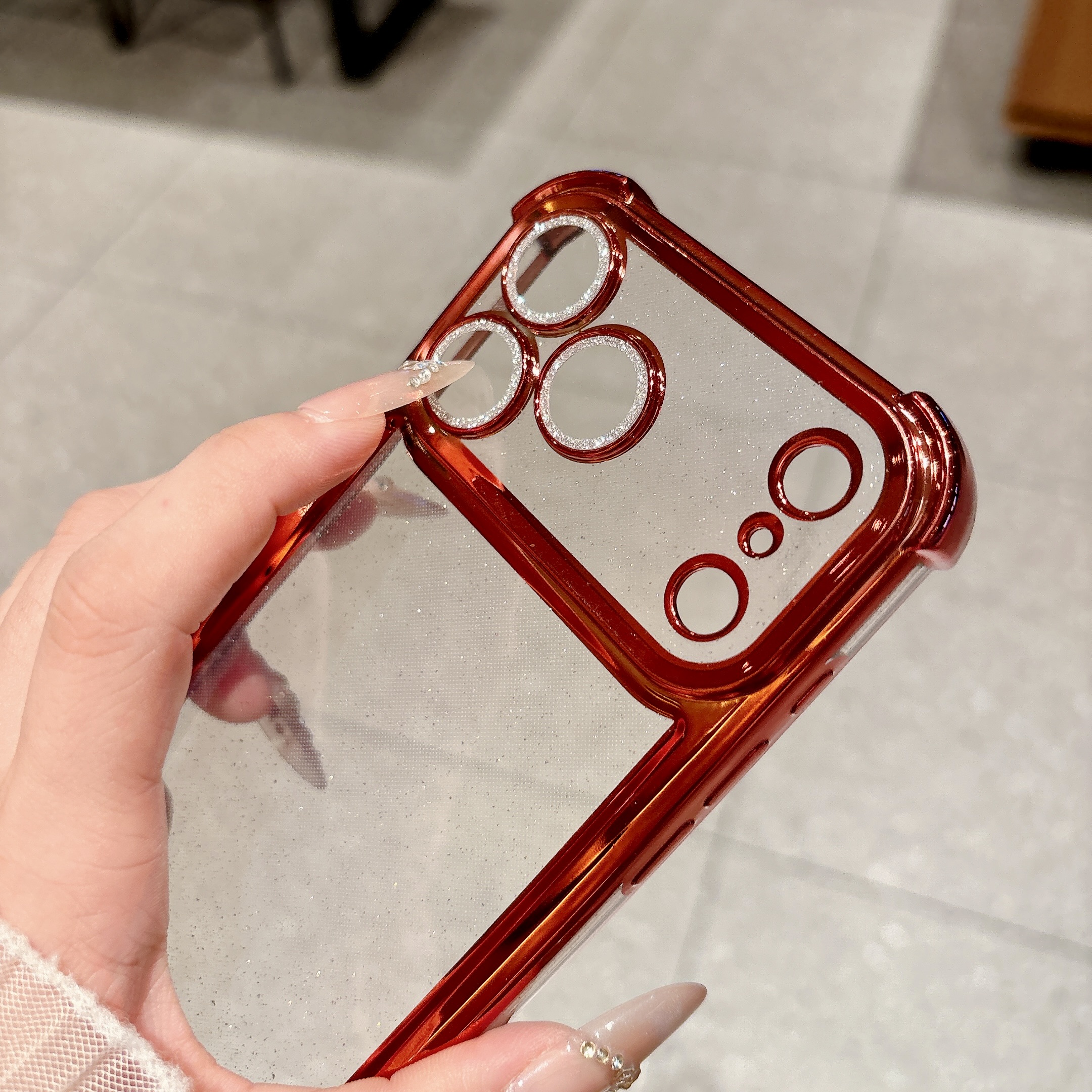 Four-Corner Transparent Glitte - Glitter Shockproof Case 리뷰 및 가격