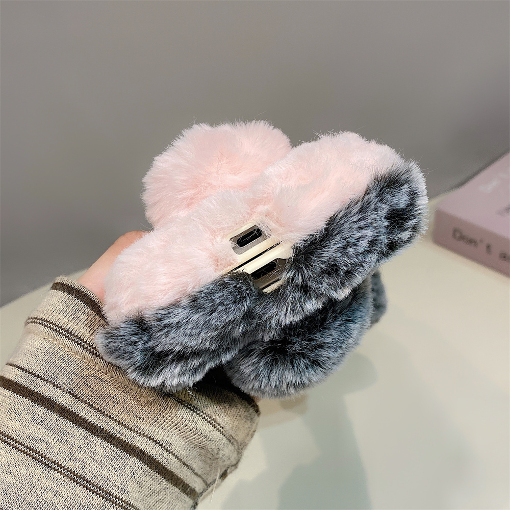 Cute Rabbit Ears Fluffy Stand  - Phone Cases Case 리뷰 및 가격
